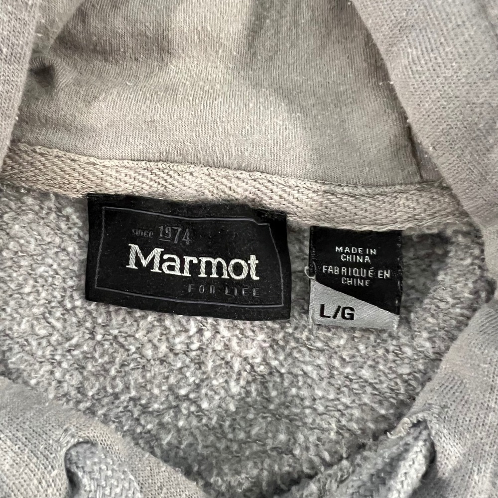 Marmot Hoodie Mens Large Gray Graphic Logo Mountain Hiking Gorpcore Pullover - Picture 4 of 7